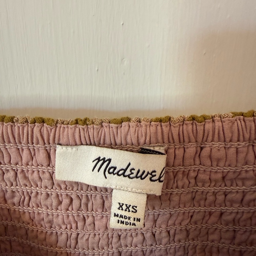 Madewell Plaid Puff Sleeve Mini Dress - Pink and Brown - Picture 2 of 3